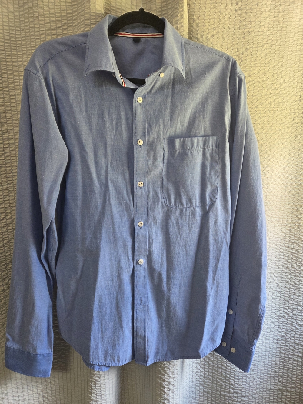 Men's Light Blue Long-Sleeve Casual Button-Down Shirt